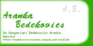 aranka bedekovics business card